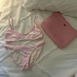 XS Triangl Bikini - Pink and White Zebra Print